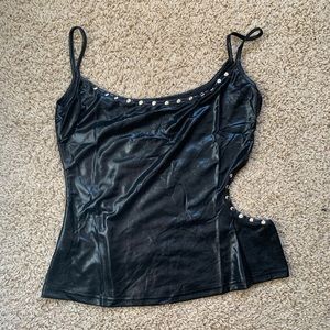 Sexy never worn faux leather biker tank top